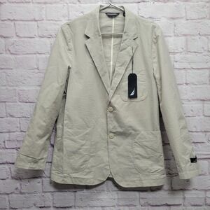 NWT Nautica‎ Men's Tan Seersucker Sport Coat Blazer Jacket M Lightweight Classic